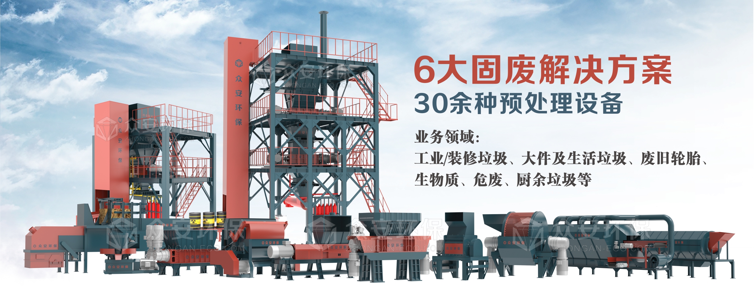 众安环保：30多种固废单机设备，6大固废综合解决方案